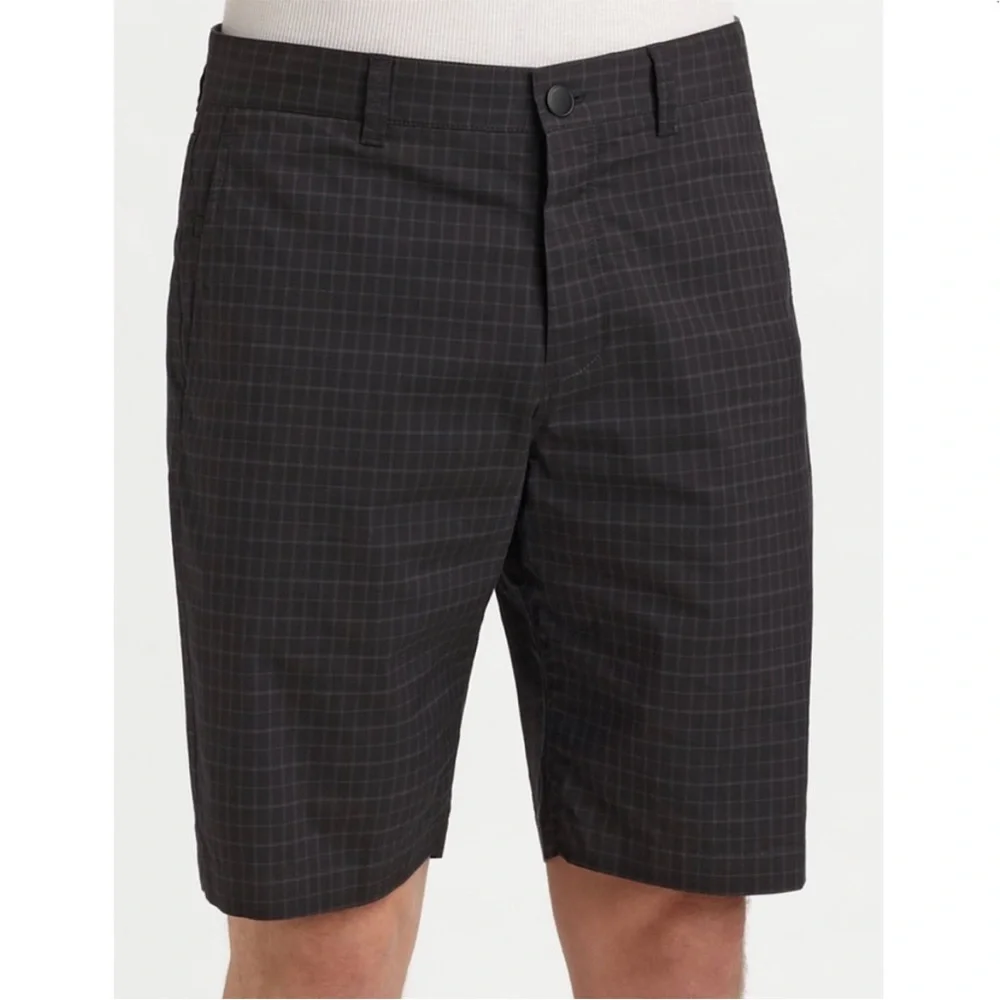 Theory Grid Check Print 6-pocket Kirby S/Recreation Shorts in Black Size‎ 38